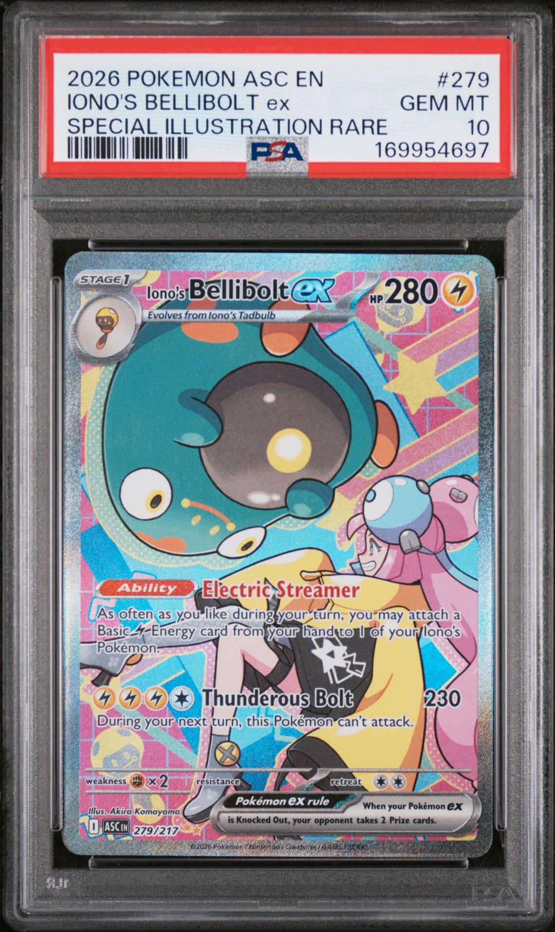 2026 Pokemon Asc En-Ascended Heroes Iono's Bellibolt Ex #279 (Special Illustration Rare) Gem Mt 10 front