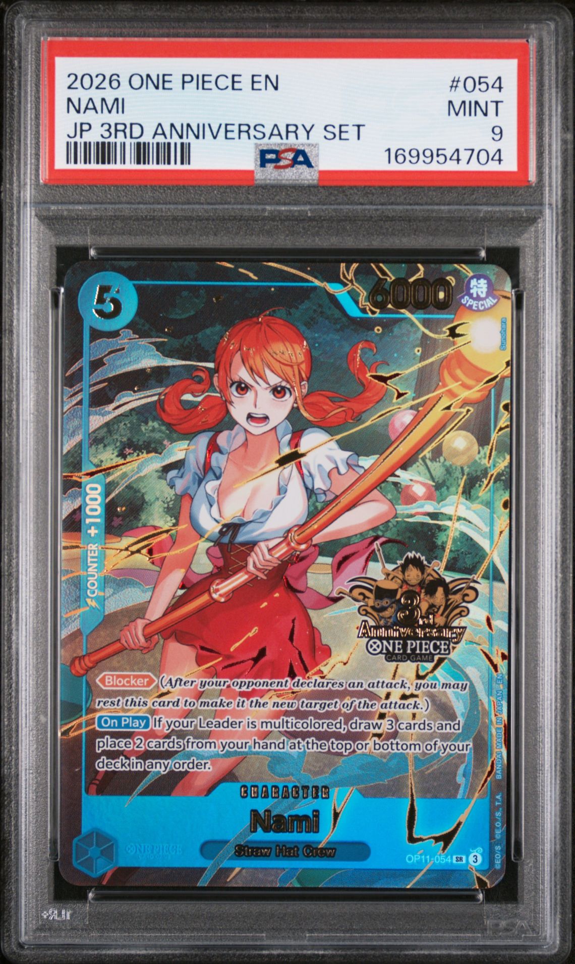 2026 One Piece Japanese 3Rd Anniversary Set Nami #054 Mint 9 front