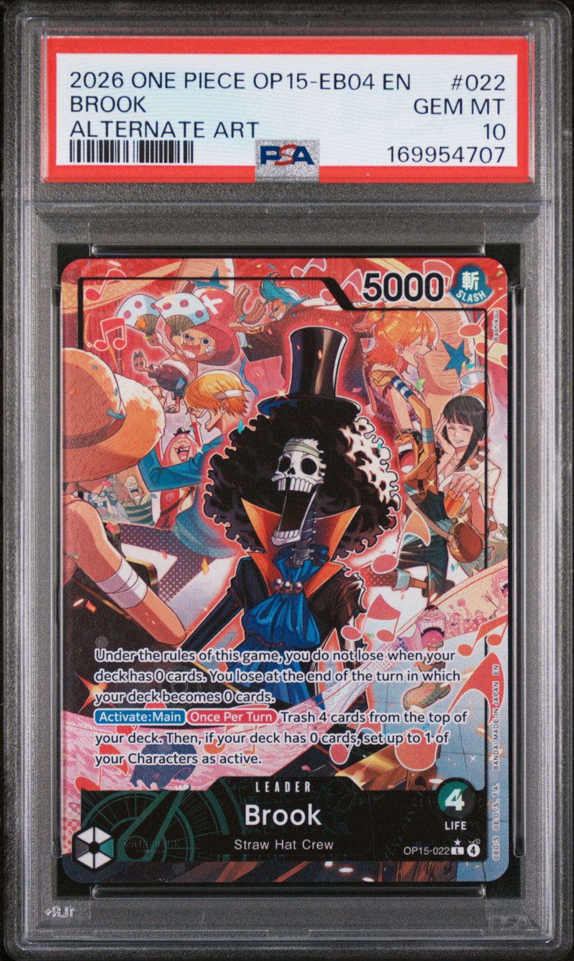 2026 One Piece Op15-Eb04-Adventure On Kami's Island Brook #022 (Alternate Art) Gem Mt 10 front