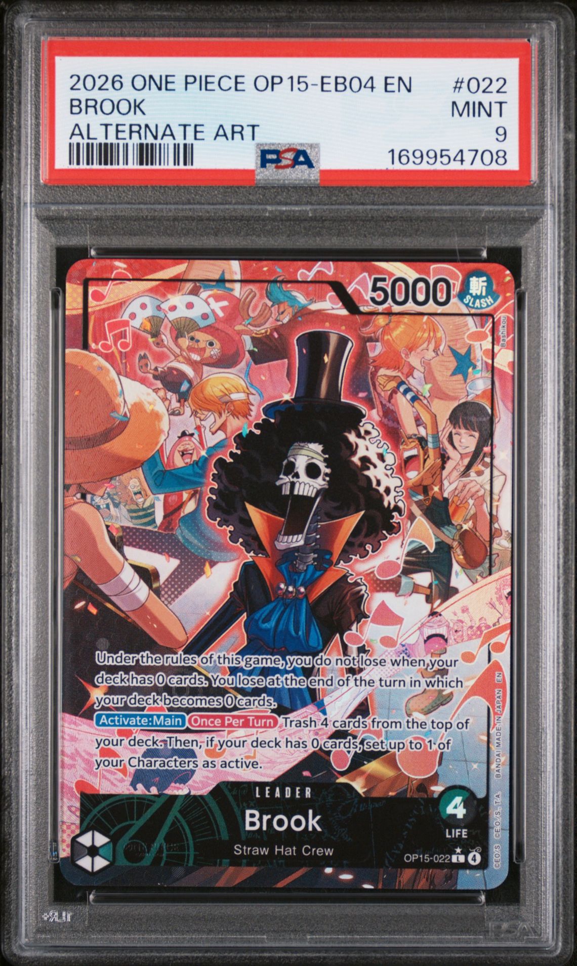 2026 One Piece Op15-Eb04-Adventure On Kami's Island Brook #022 (Alternate Art) Mint 9 front