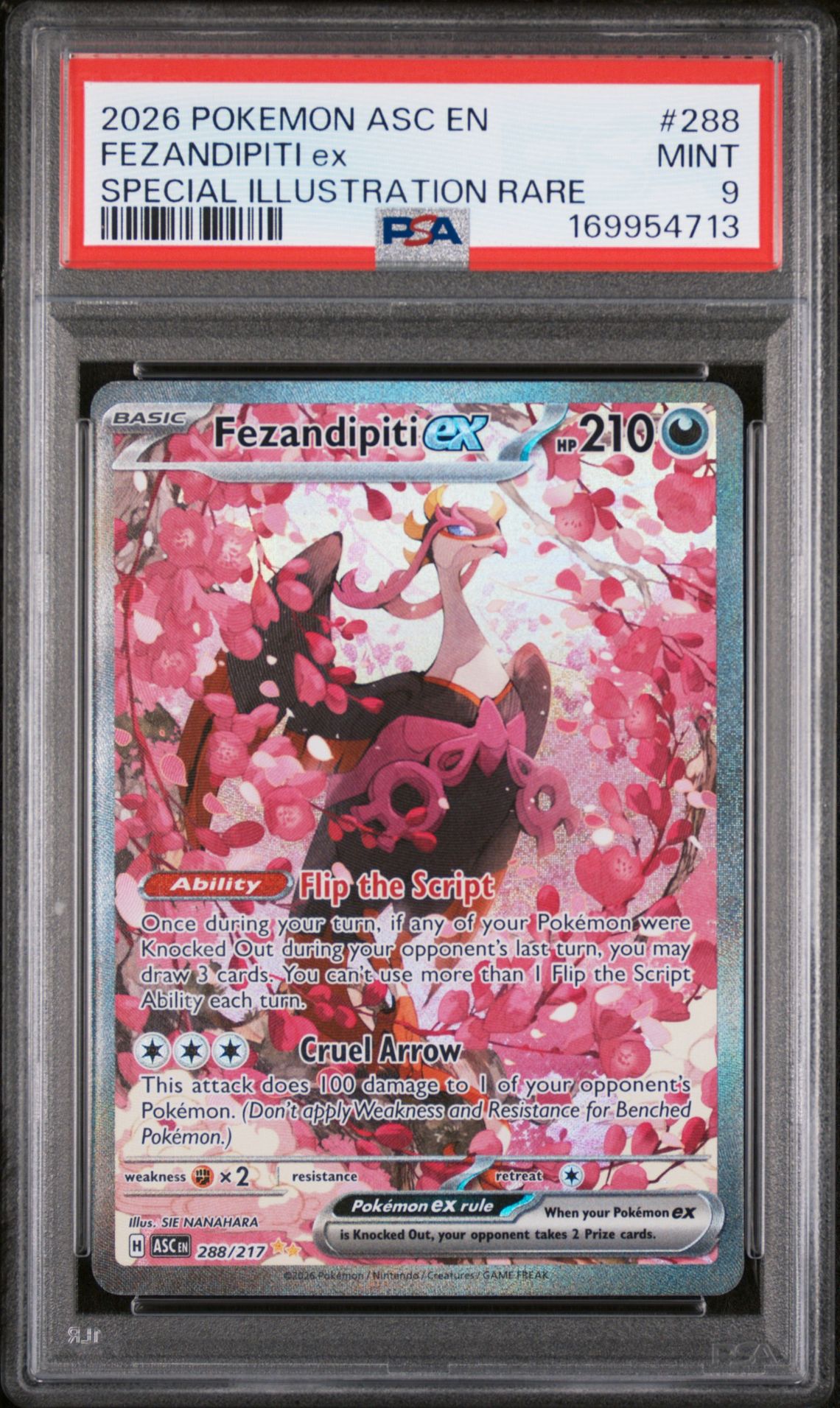 2026 Pokemon Asc En-Ascended Heroes Fezandipiti Ex #288 (Special Illustration Rare) Mint 9 front