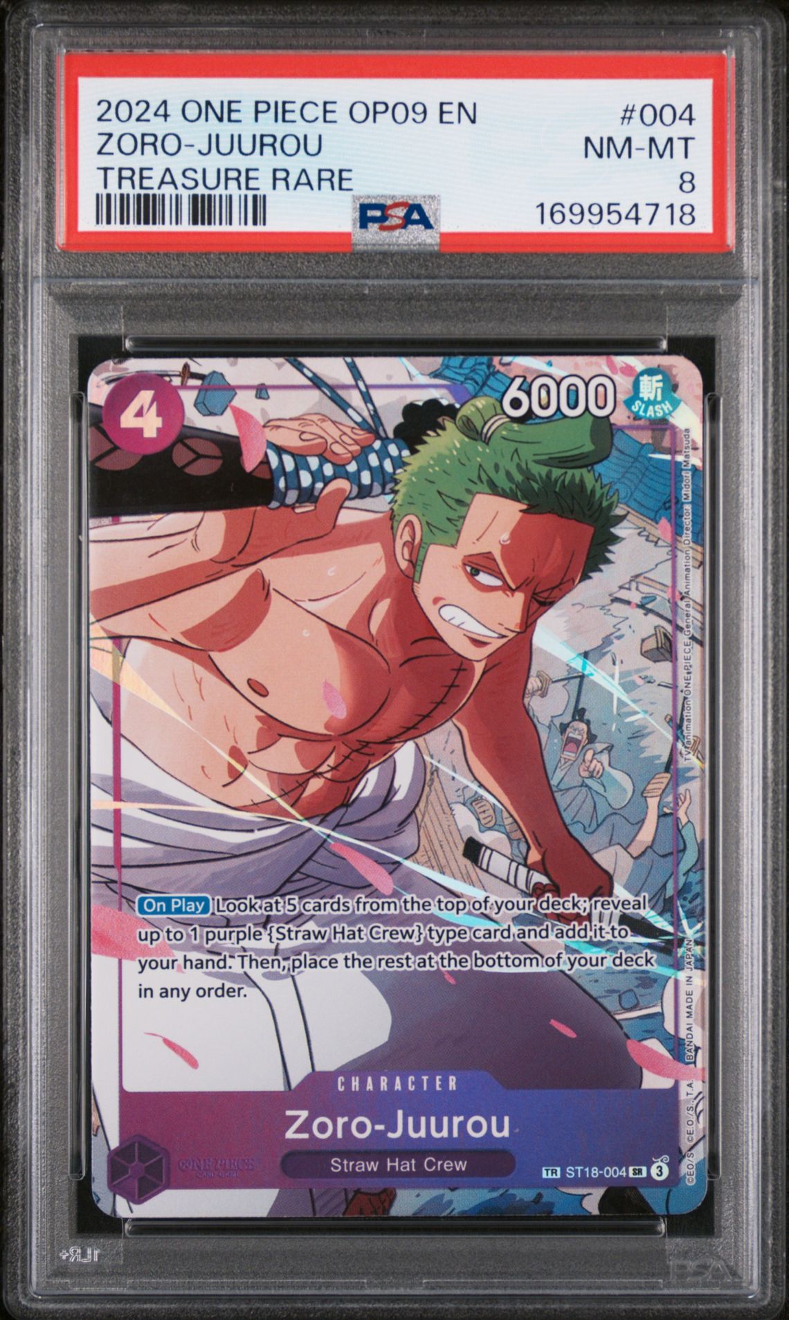 2024 One Piece Op09-Emperors In The New World Zoro-Juurou #004 (Treasure Rare) Nm-Mt 8 front
