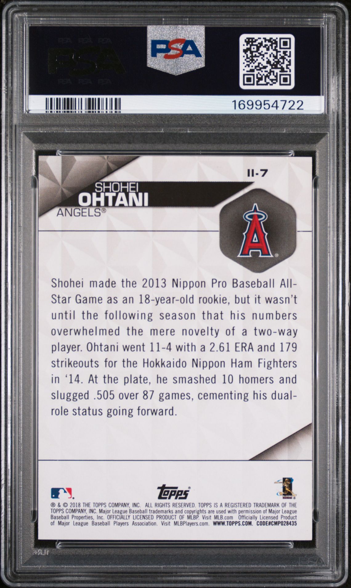 2018 Topps Instant Impact Shohei Ohtani #Ii-7 (Instant Impact) Mint 9 back