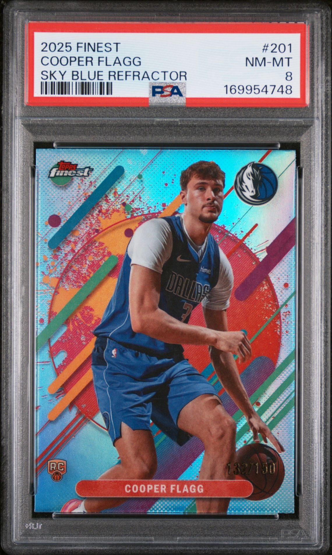 2025 Topps Finest Cooper Flagg #201 (Sky Blue Refractor) Nm-Mt 8 front