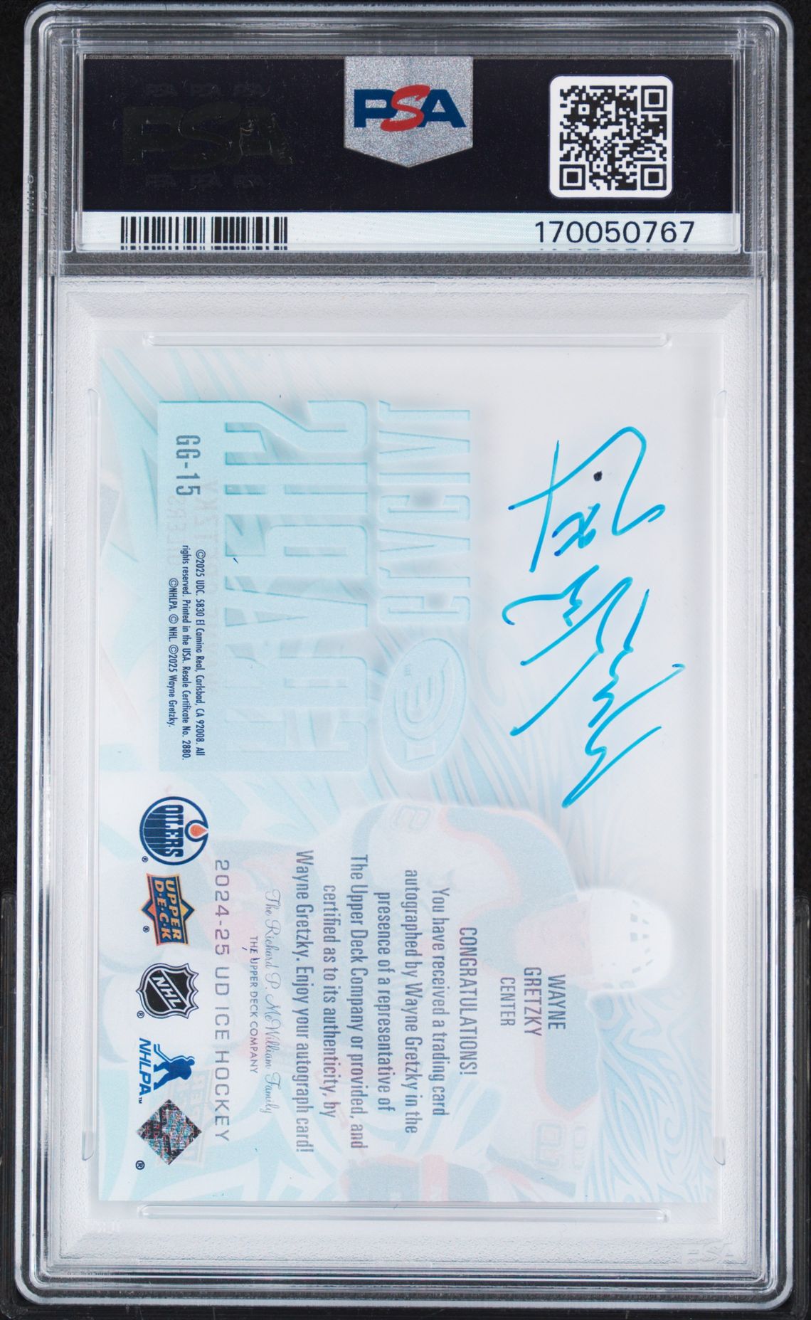 2024 Upper Deck Ice Glacial Graphs Wayne Gretzky #Gg-15 N0: Authentic back