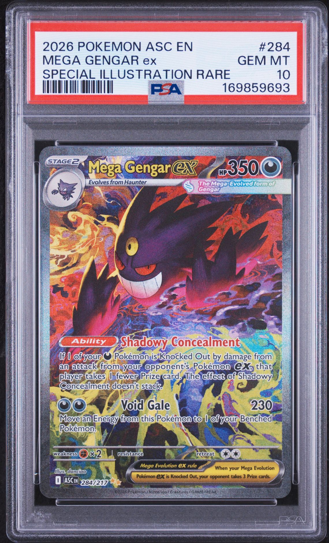 2026 POKEMON ASC EN-ASCENDED HEROES MEGA GENGAR ex SPECIAL ILLUSTRATION RARE 284 GEM MT 10 front