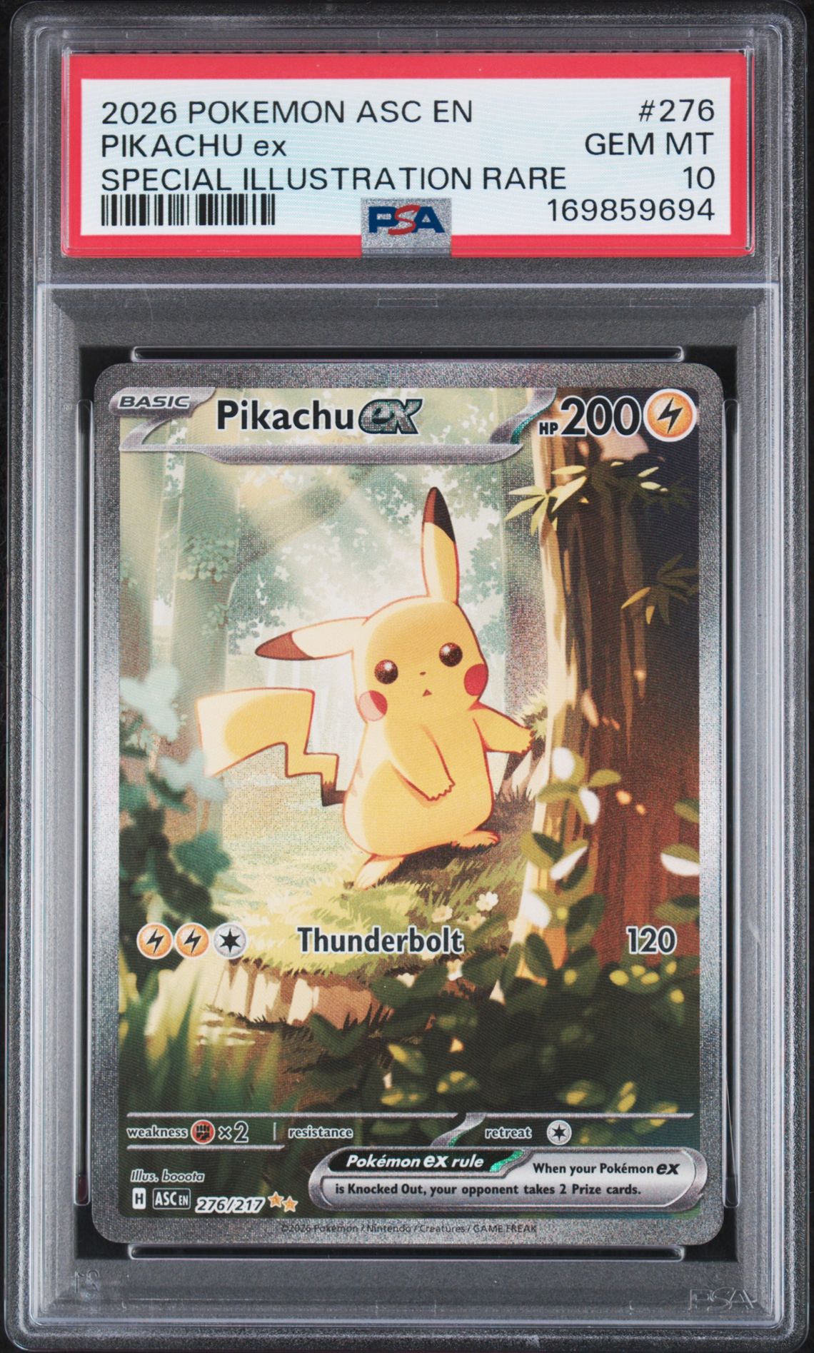 2026 Pokemon Asc En-Ascended Heroes Pikachu Ex #276 (Special Illustration Rare) Gem Mt 10 front view - PSA graded GEM MT 10