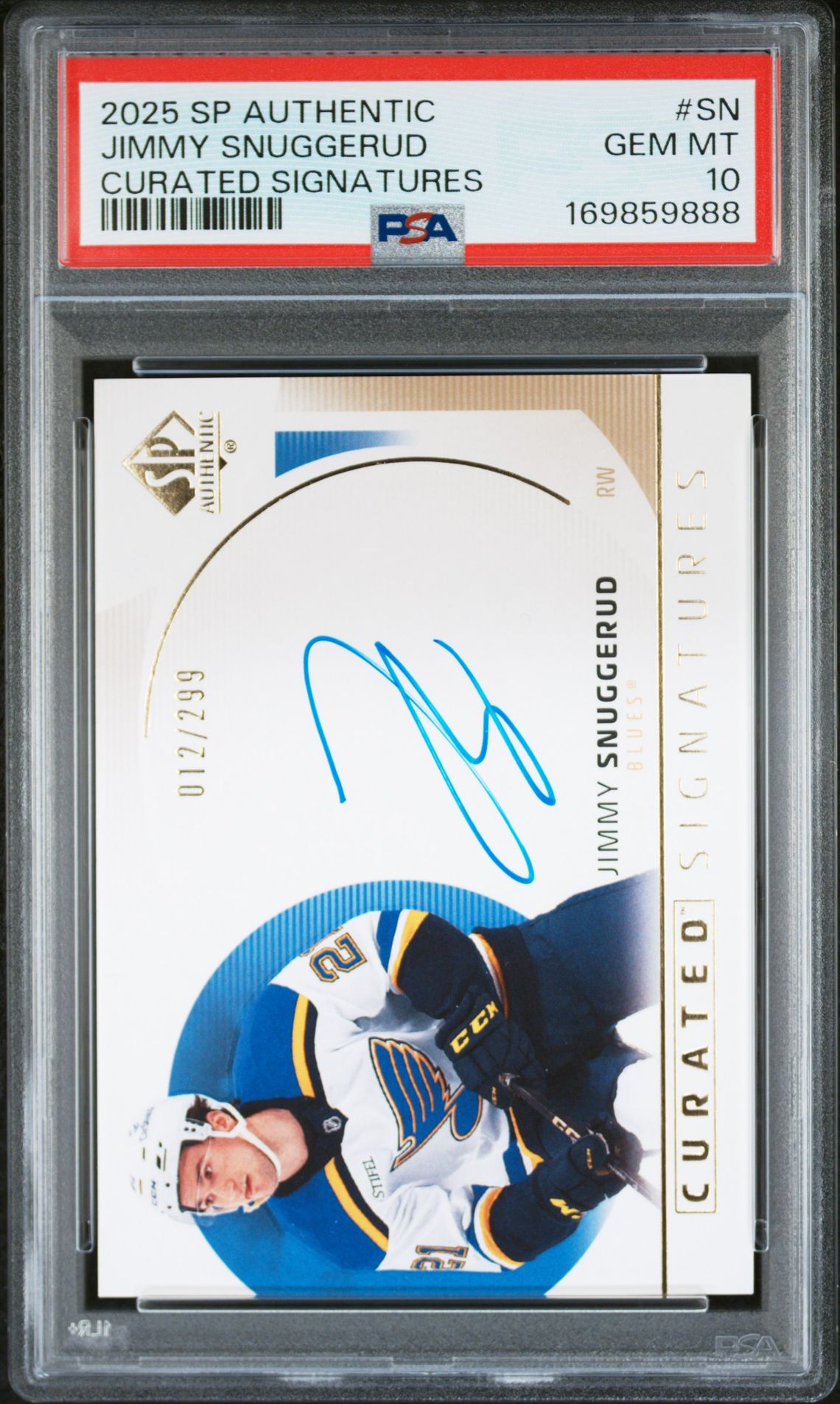 2025 Upper Deck Sp Authentic Curated Signatures Jimmy Snuggerud #Sn Gem Mt 10 front view - PSA graded GEM MT 10