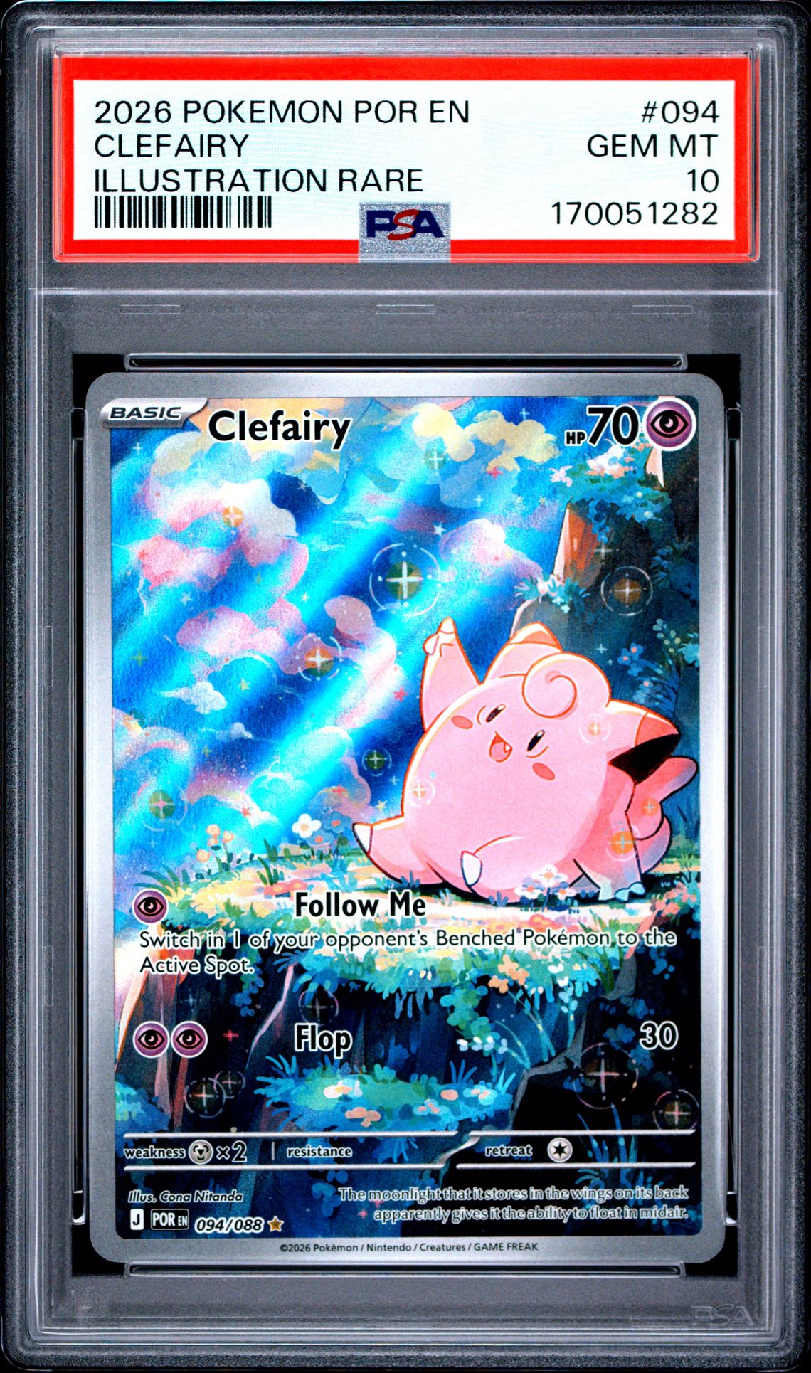 2026 Pokemon Por En-Perfect Order Clefairy #094 (Illustration Rare) Gem Mt 10 front view - PSA graded GEM MT 10