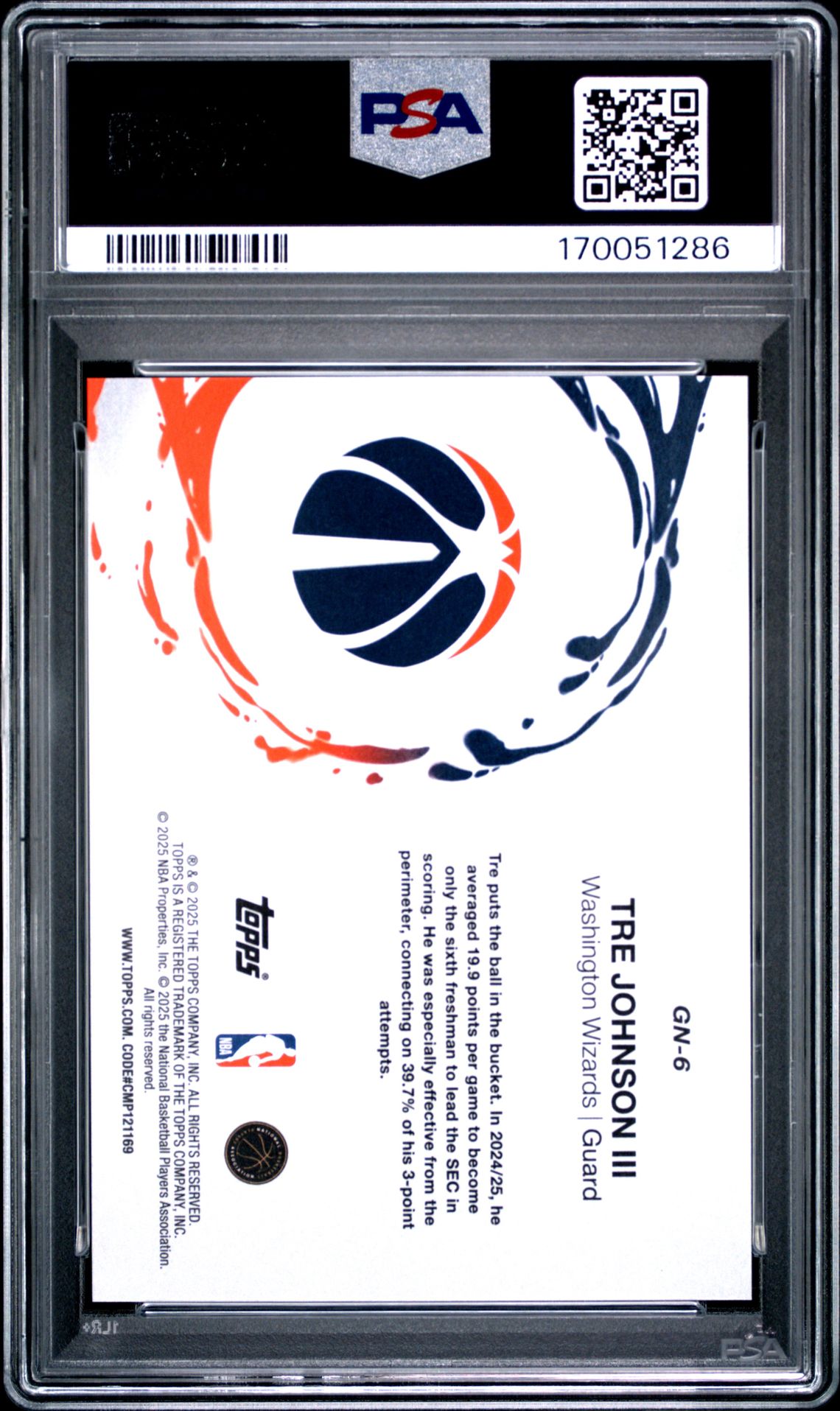 2025 Topps Generation Now Tre Johnson Iii #Gn-6 (Gen Now-Gold Holo Foil) Gem Mt 10 back