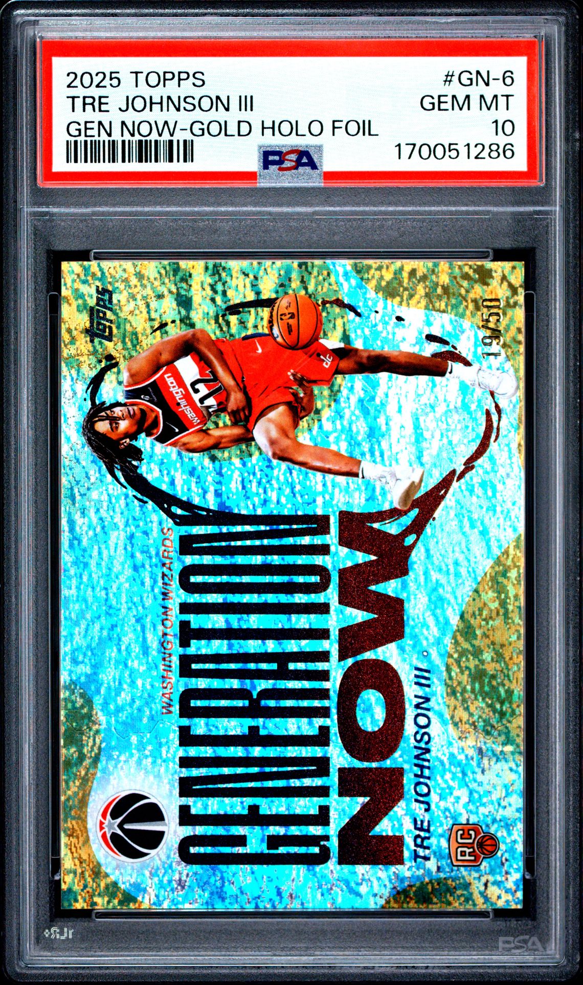 2025 Topps Generation Now Tre Johnson Iii #Gn-6 (Gen Now-Gold Holo Foil) Gem Mt 10 front