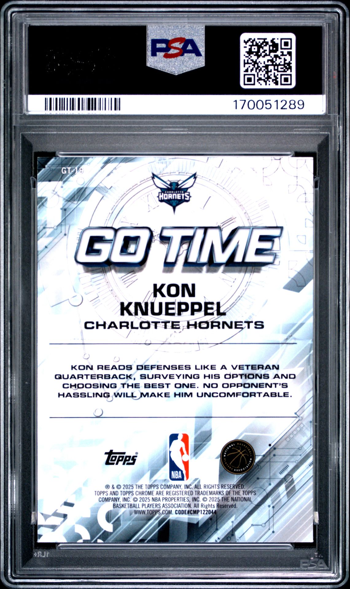 2025 Topps Chrome Go Time Kon Knueppel #Gt-19 (Go Time-Yellow Refractor) Gem Mt 10 back