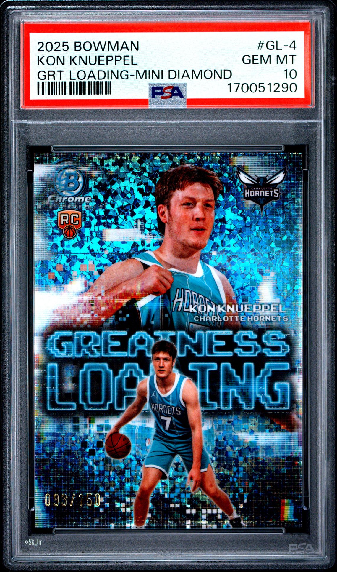 2025 Bowman Chrome Greatness Loading Kon Knueppel #Gl-4 (Grt Loading-Mini Diamond) Gem Mt 10 front