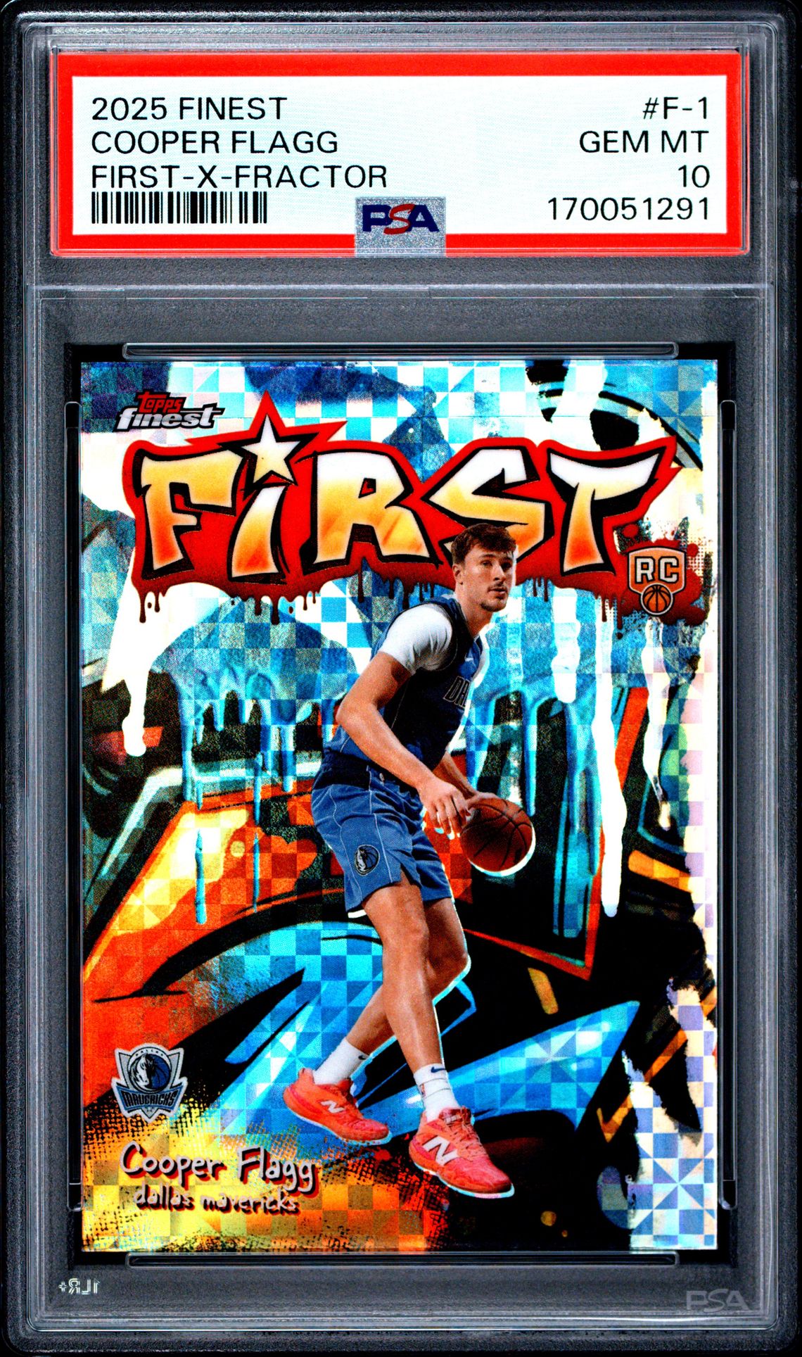 2025 Topps Finest First Cooper Flagg #F-1 (First-X-Fractor) Gem Mt 10 front