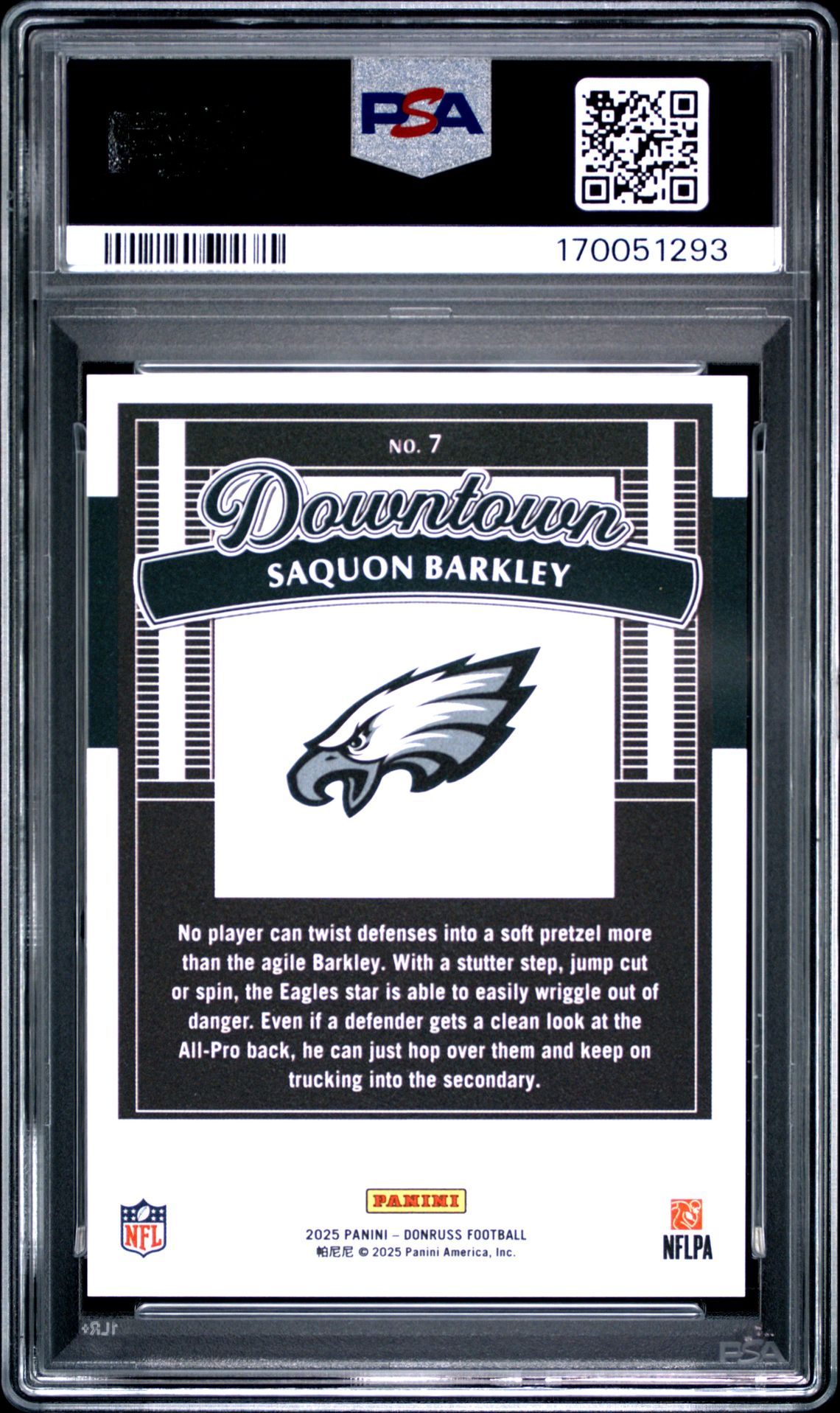 2025 Panini Donruss Downtown Saquon Barkley #7 Gem Mt 10 back