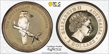 2005 $2 Kookaburra 2oz Ag MS68