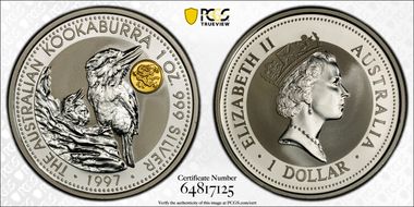 1997 $1 Kookaburra Ag Dragon Privy MS69