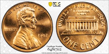 1982 1C Bronze, Small Date MS66RD