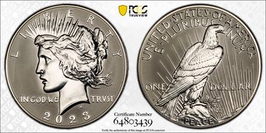 2023-S $1 Peace Dollar Rev PR Two-Coin Reverse Proof Set PR70