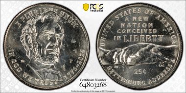 2026-P 25C Gettysburg Address First Strike MS64