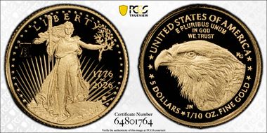 2026-W $5 Gold Eagle w/ Liberty Bell 250 Privy PR70DCAM