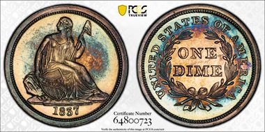 1837 10C Seated PR63