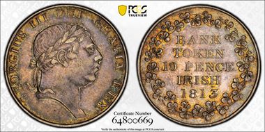 1813 10D Tkn S-6618 KM-Tn5 Ag Bank Token AU53