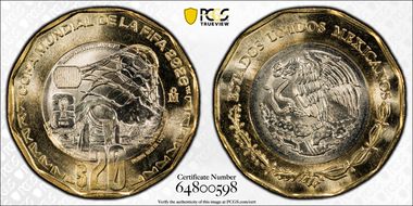 2026-Mo 20 Peso Monterrey 2026 FIFA World Cup MS69
