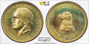 1965 1/2 Puf KM-Tn5 Nickel-Brass Fantasy PR67