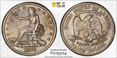 1877 T$1 TDV-29, 77/77 Date Punch VF25