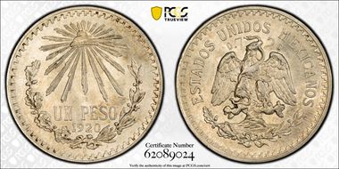 1920-M Peso KM-455  Ag MS64