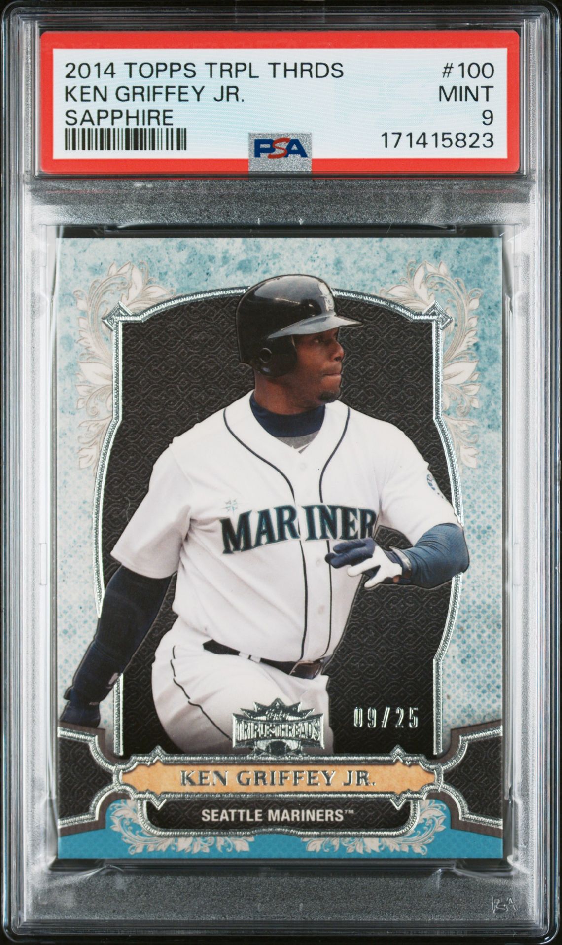 2014 Topps Triple Threads Ken Griffey Jr. #100 (Sapphire) Mint 9 front