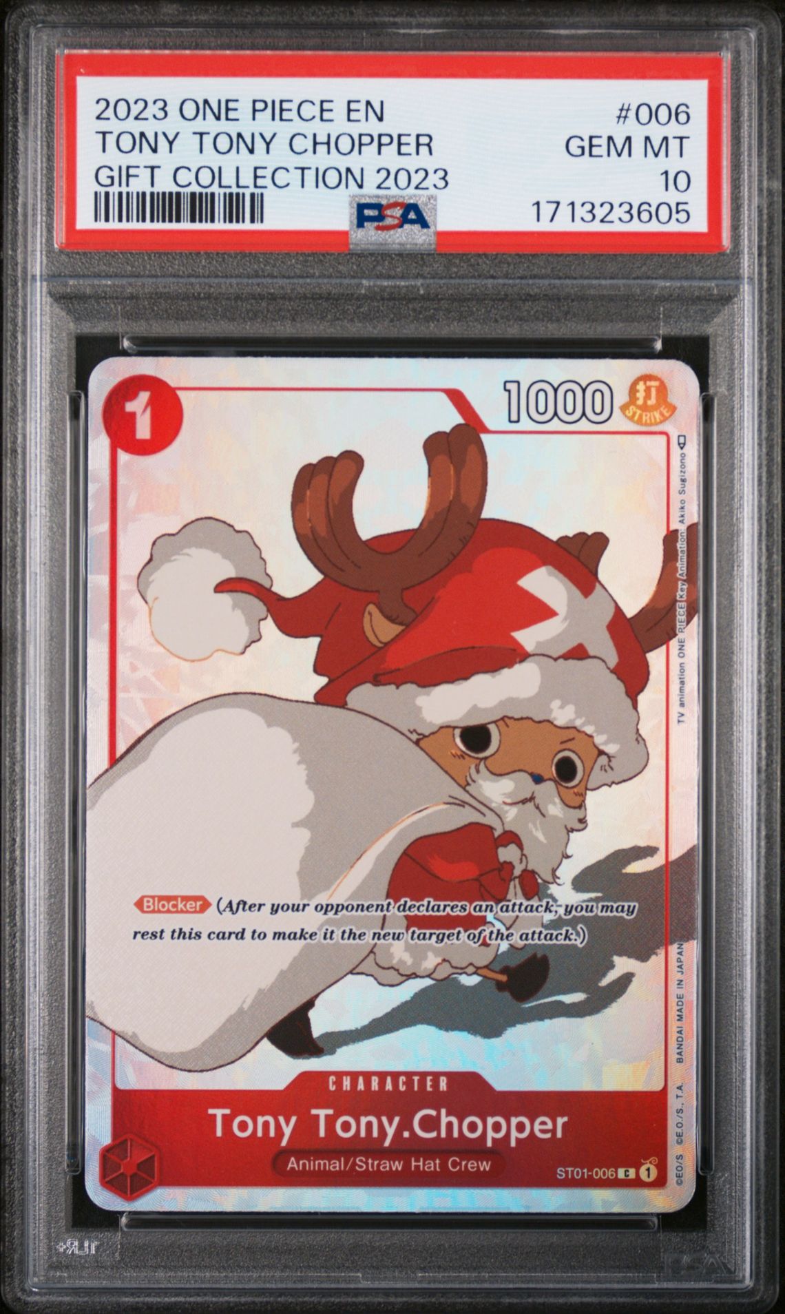 2023 One Piece Gift Collection 2023 Tony Tony Chopper #006 (Gift Collection 2023) Gem Mt 10 front view - PSA graded GEM MT 10