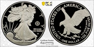 2025-S $1 Silver Eagle w/ U.S. Navy Privy 250th Anniversary PR70DCAM