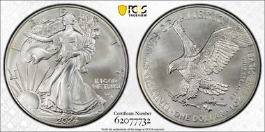 2024-(P) $1 Silver Eagle with Star Privy Struck at Philadelphia MS68