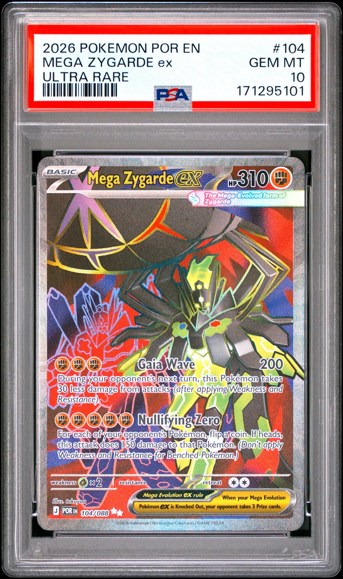 2026 Pokemon Por En-Perfect Order Mega Zygarde Ex #104 (Ultra Rare) Gem Mt 10 front