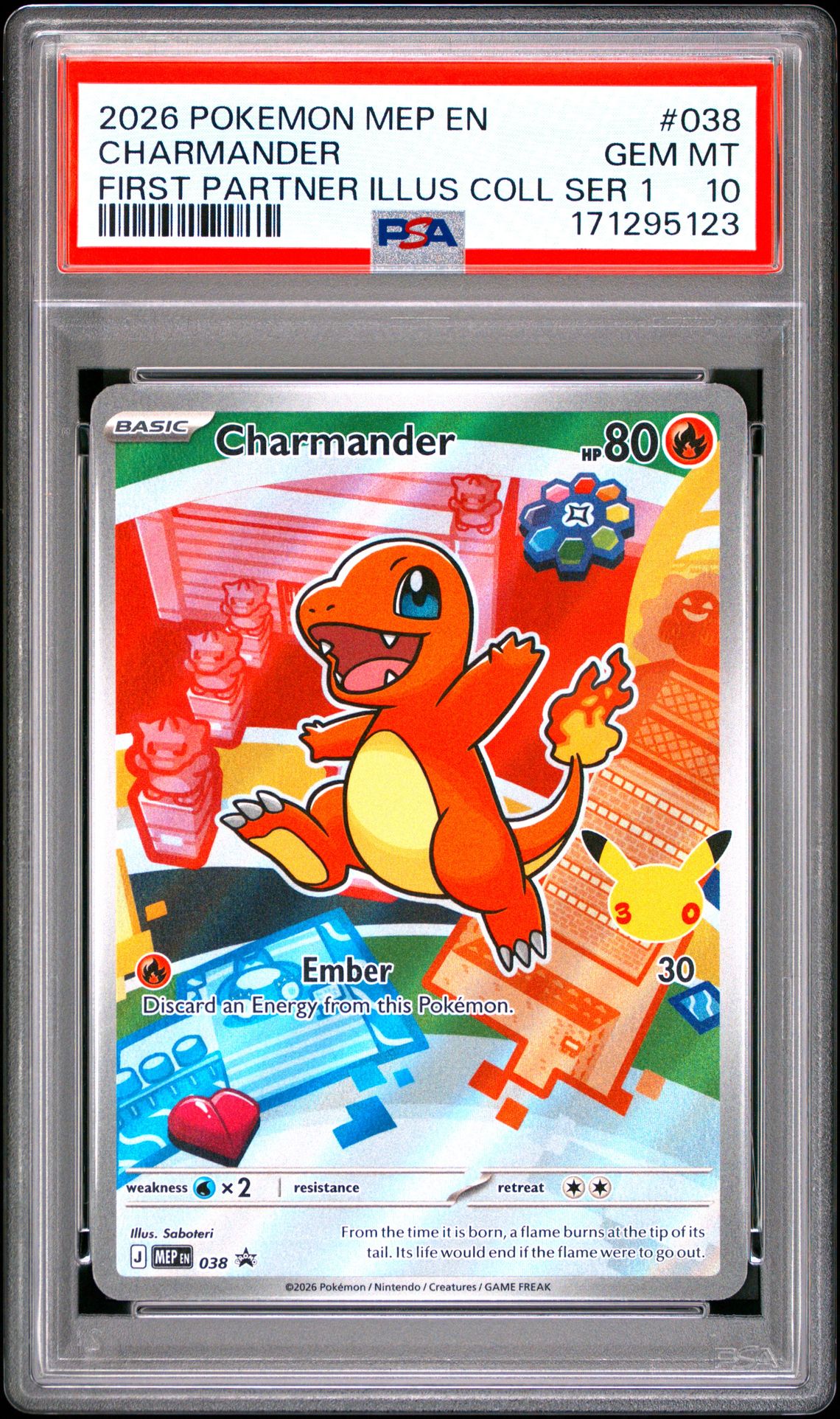 2026 Pokemon Mep En-Me Black Star Promo Charmander #038 (First Partner Illus Coll Ser 1) Gem Mt 10 front