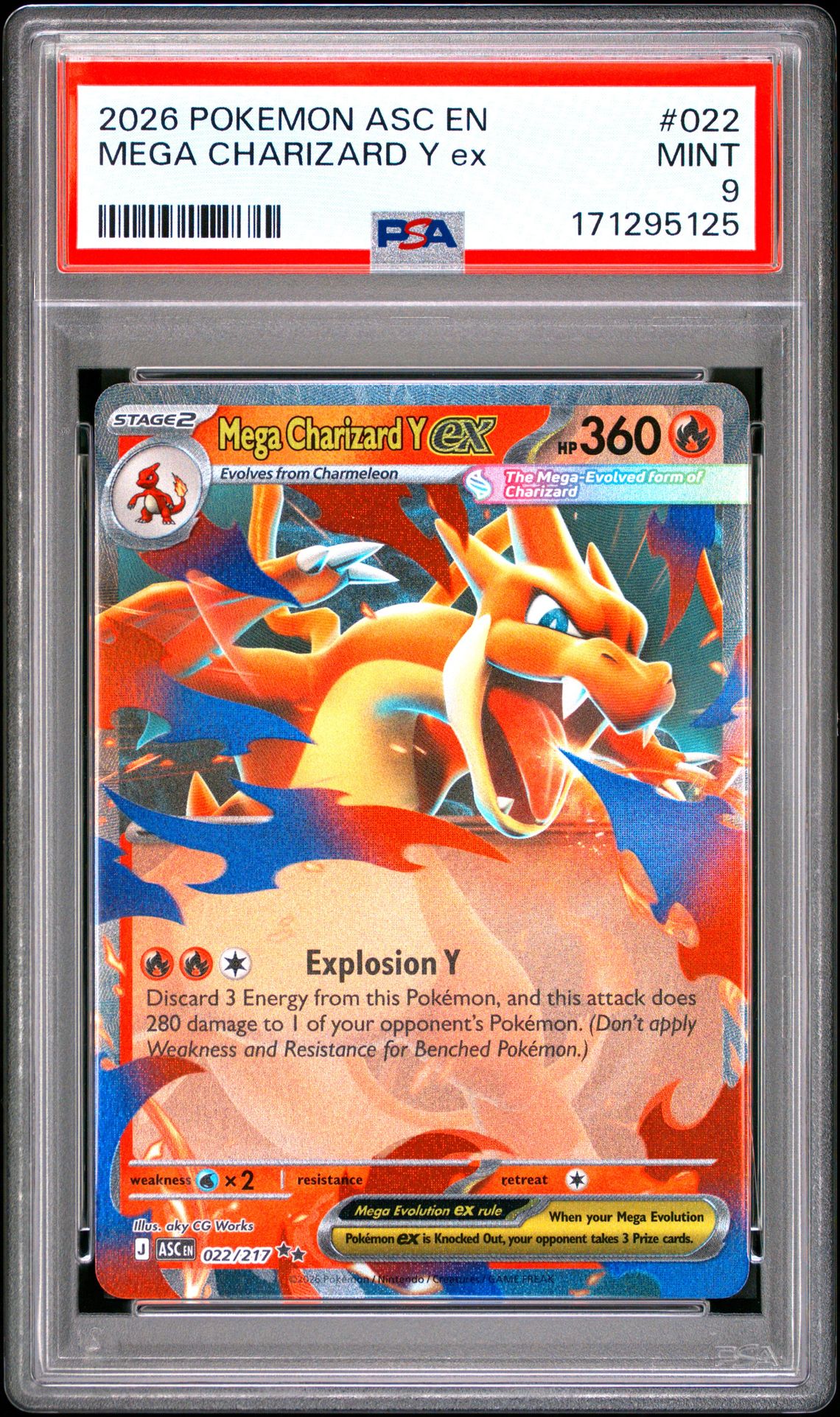 2026 Pokemon Asc En-Ascended Heroes Mega Charizard Y Ex #022 Mint 9 front