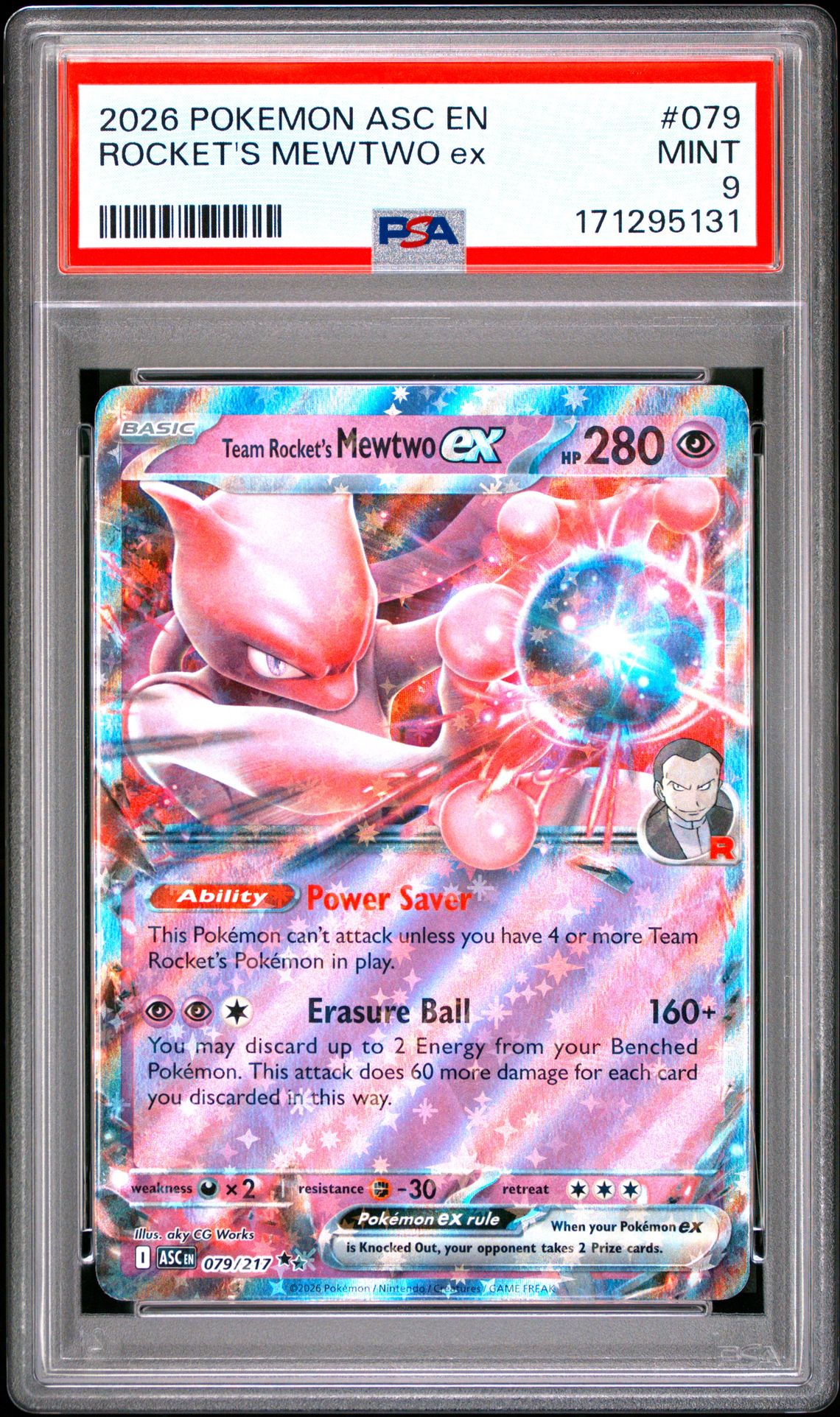 2026 Pokemon Asc En-Ascended Heroes Rocket's Mewtwo Ex #079 Mint 9 front