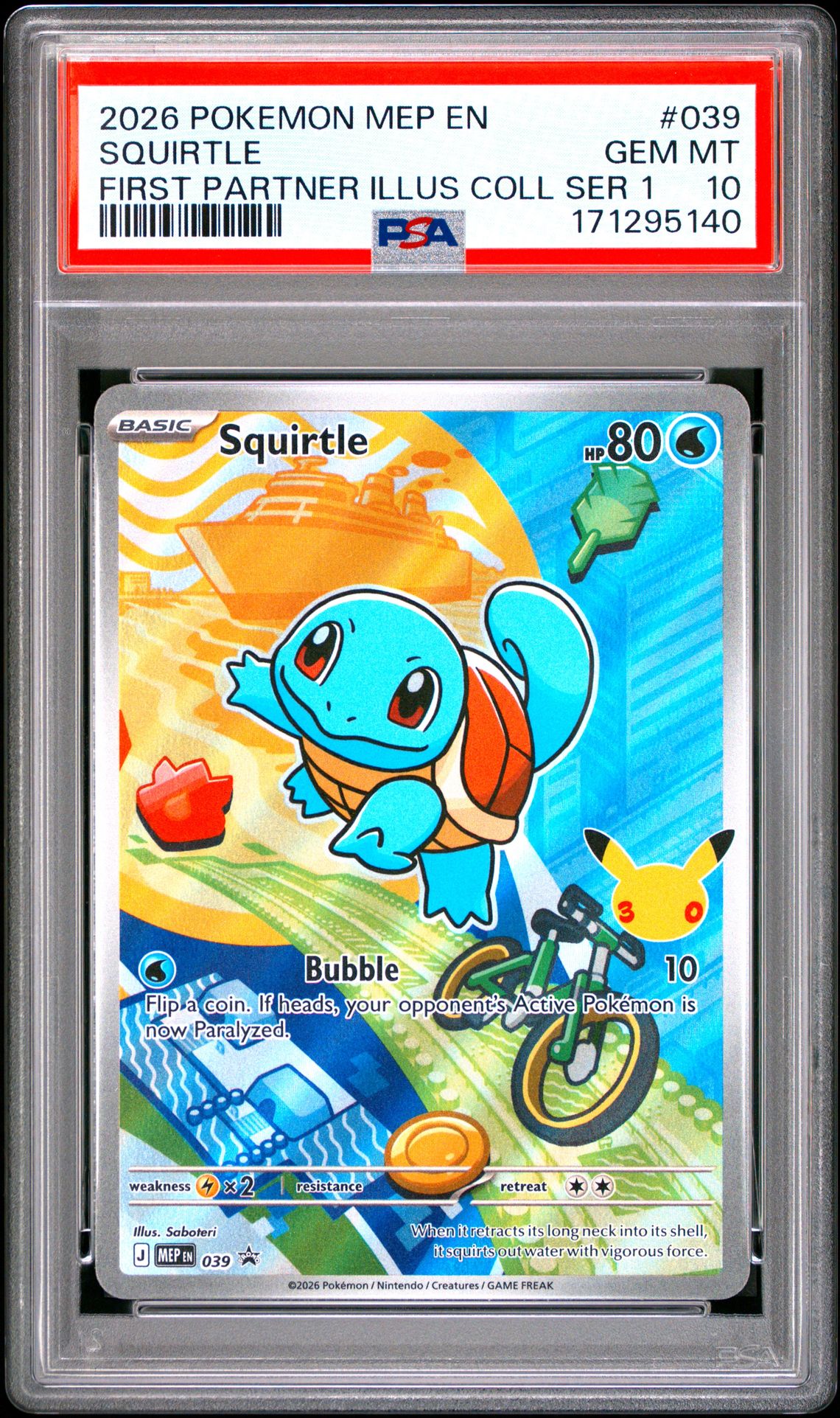 2026 Pokemon Mep En-Me Black Star Promo Squirtle #039 (First Partner Illus Coll Ser 1) Gem Mt 10 front
