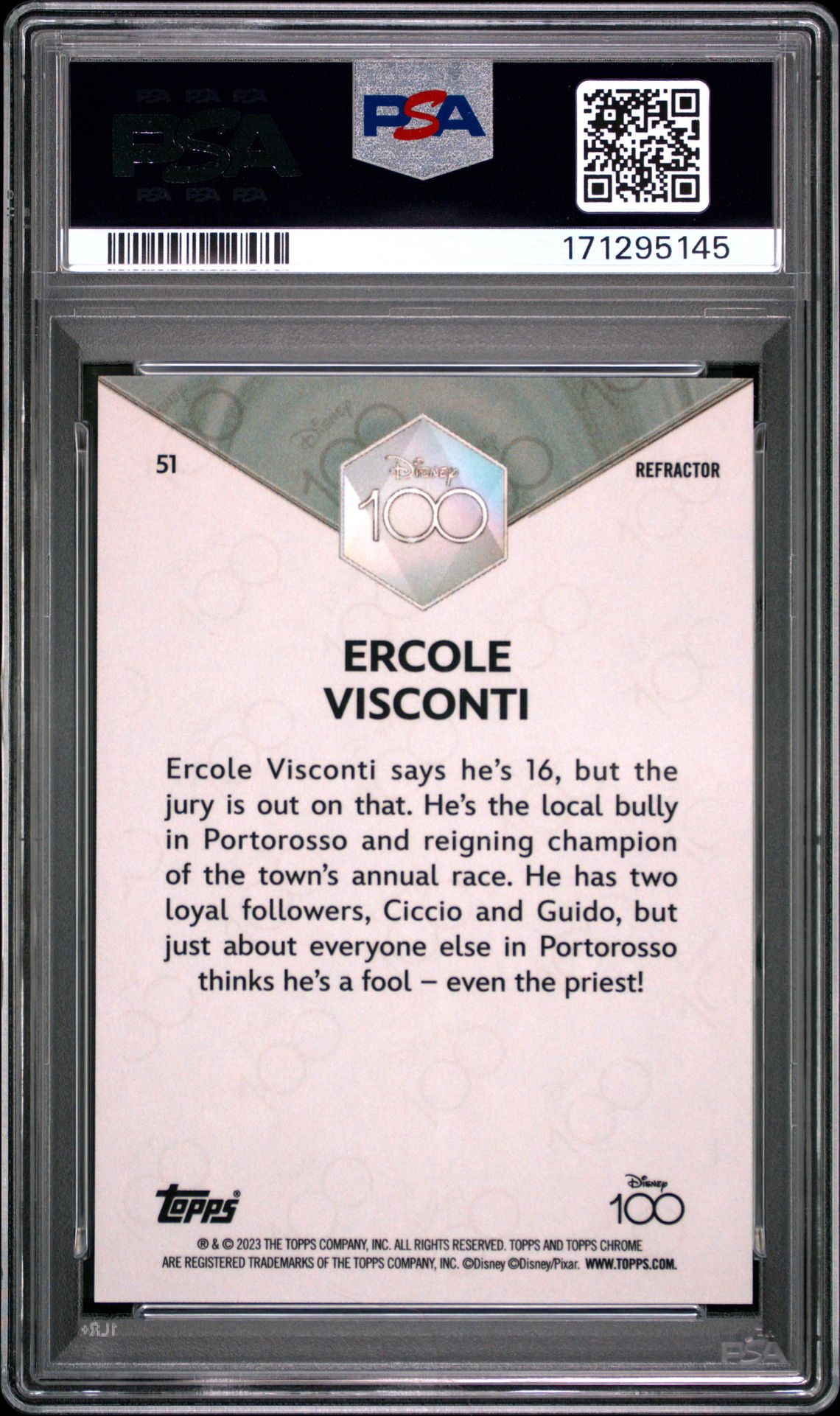 2023 Topps Chrome Disney100 Ercole Visconti #51 (Refractor) Mint 9 back