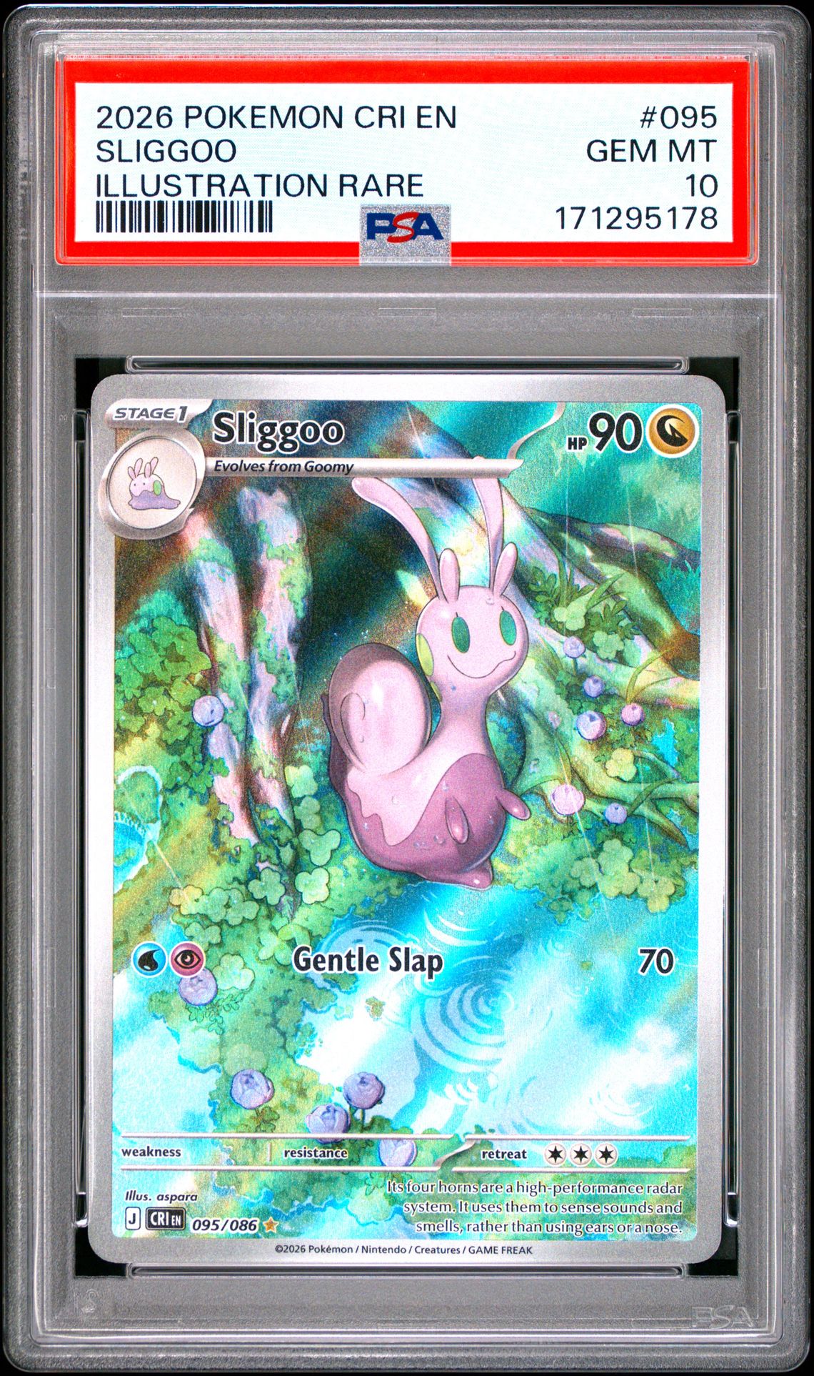 2026 Pokemon Cri En-Chaos Rising Sliggoo #095 (Illustration Rare) Gem Mt 10 front view - PSA graded GEM MT 10