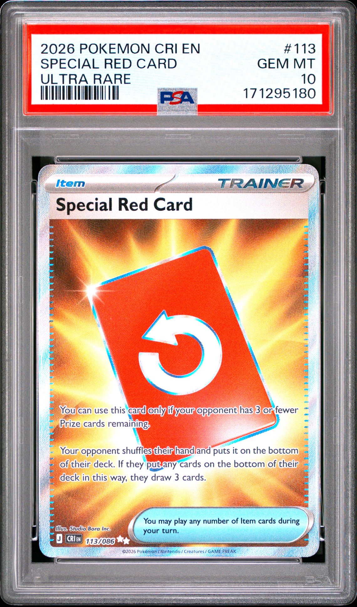 2026 Pokemon Cri En-Chaos Rising Special Red Card #113 (Ultra Rare) Gem Mt 10 front