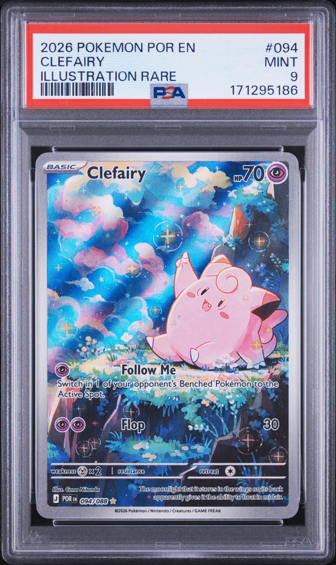 2026 Pokemon Por En-Perfect Order Clefairy #094 (Illustration Rare) Mint 9 front