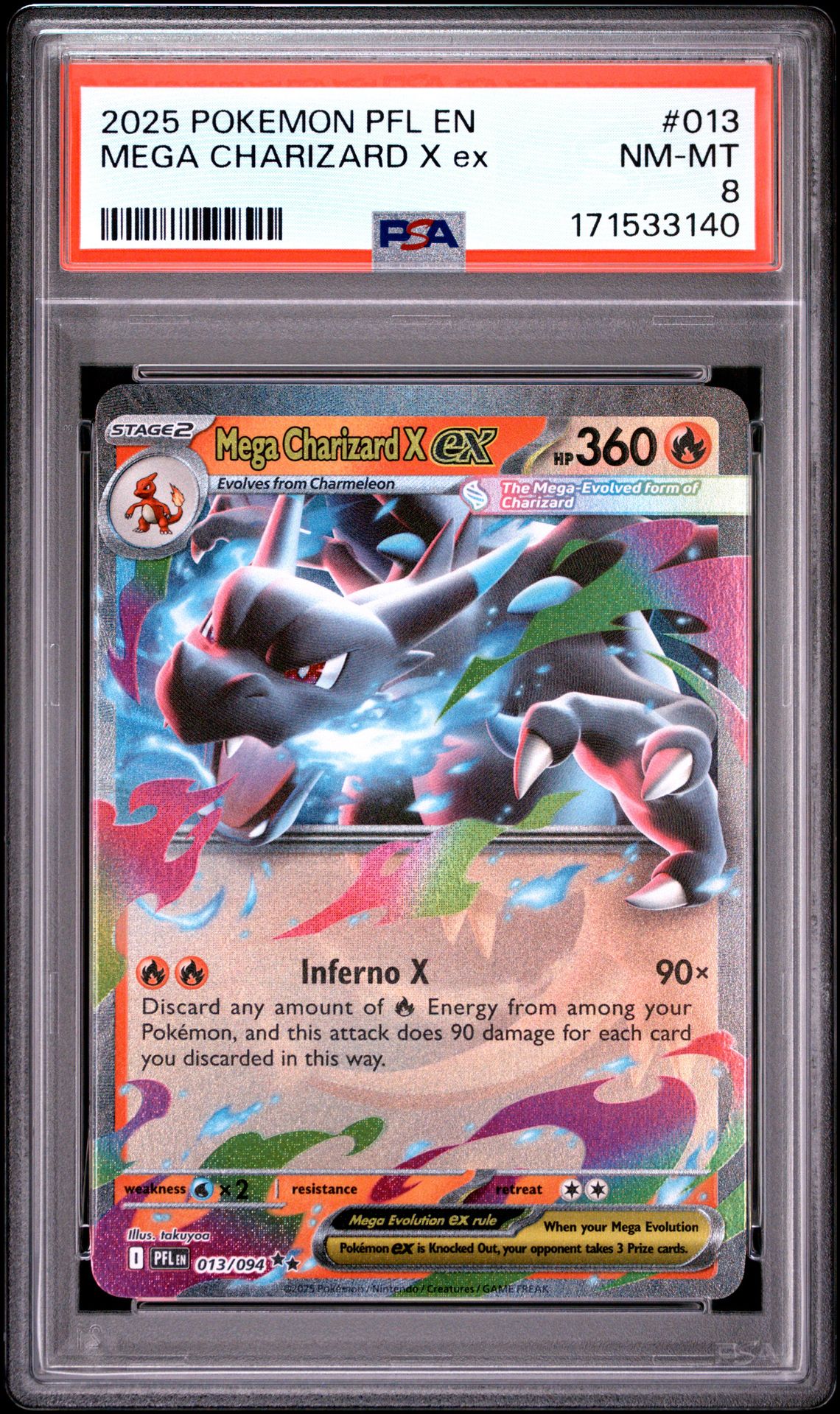 2025 Pokemon Pfl En-Phantasmal Flames Mega Charizard X Ex #013 Nm-Mt 8 front