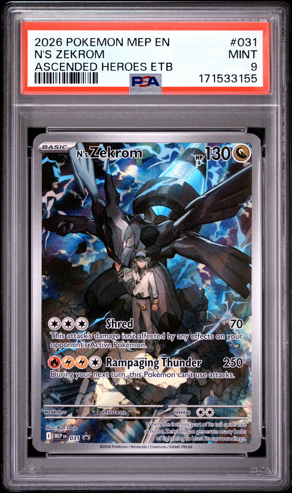 2026 Pokemon Mep En-Me Black Star Promo N's Zekrom #031 (Ascended Heroes Etb) Mint 9 front