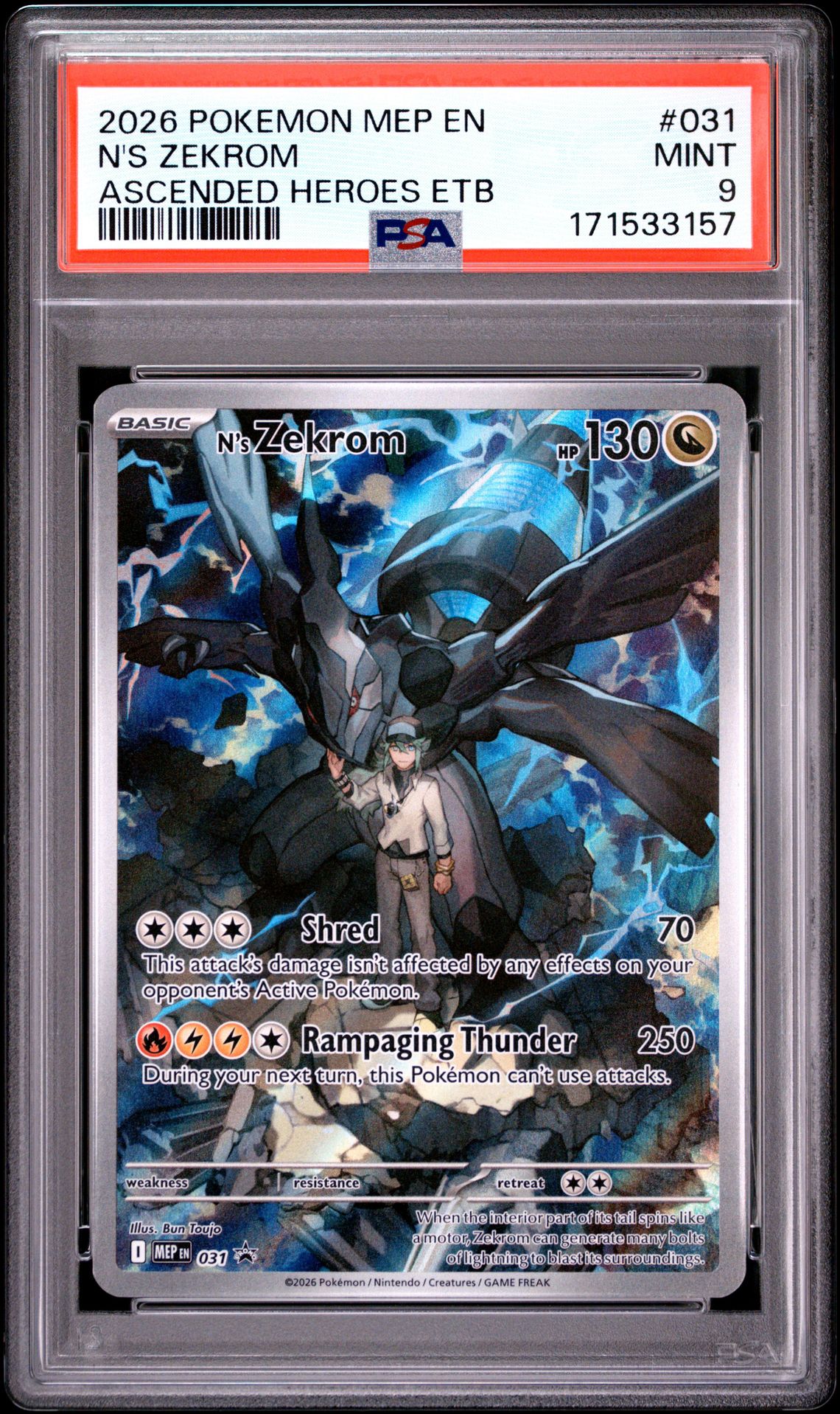 2026 Pokemon Mep En-Me Black Star Promo N's Zekrom #031 (Ascended Heroes Etb) Mint 9 front