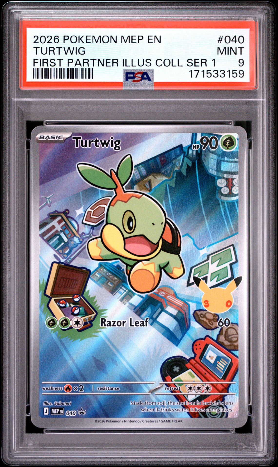 2026 Pokemon Mep En-Me Black Star Promo Turtwig #040 (First Partner Illus Coll Ser 1) Mint 9 front