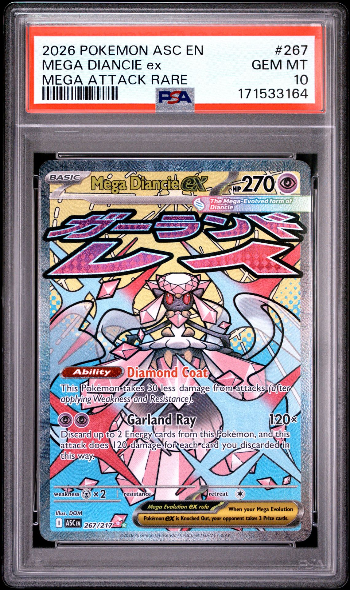 2026 Pokemon Asc En-Ascended Heroes Mega Diancie Ex #267 (Mega Attack Rare) Gem Mt 10 front
