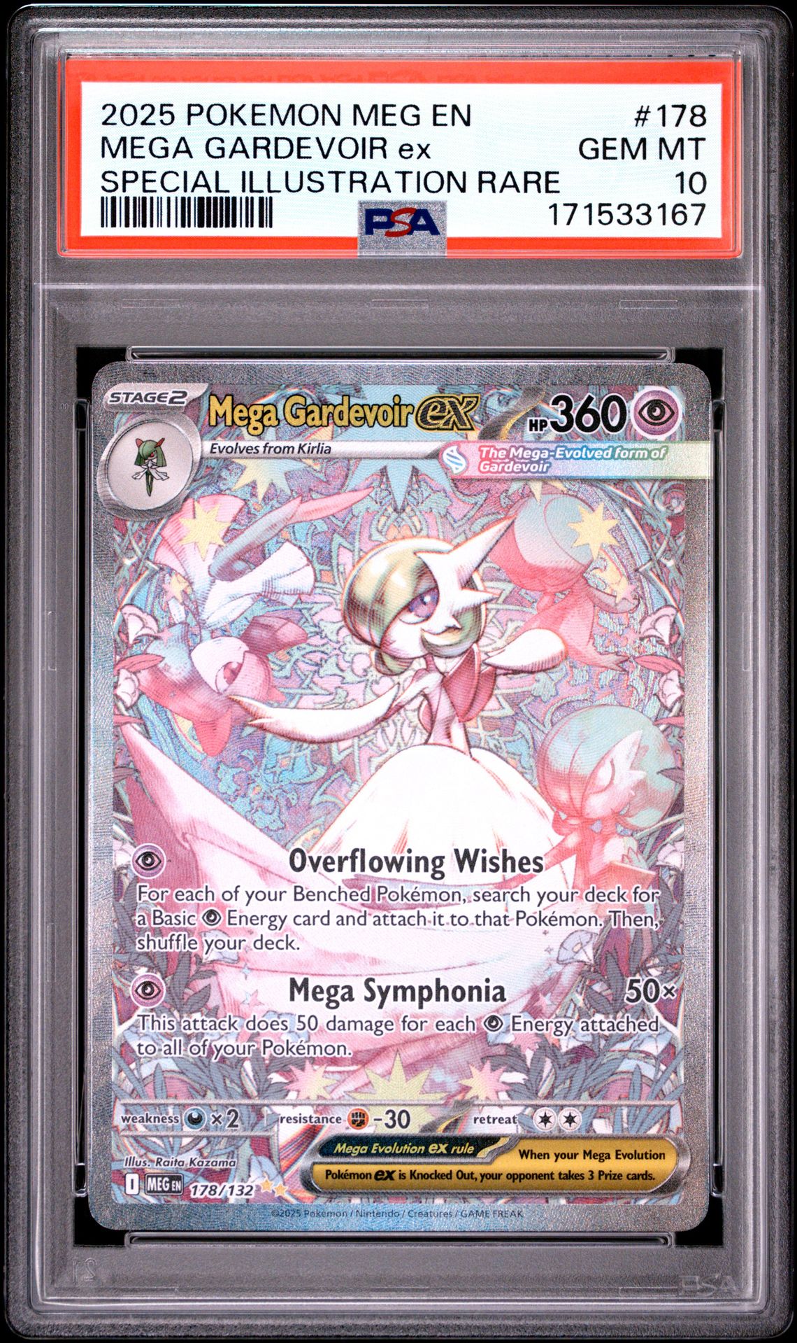 2025 Pokemon Meg En-Mega Evolution Mega Gardevoir Ex #178 (Special Illustration Rare) Gem Mt 10 front
